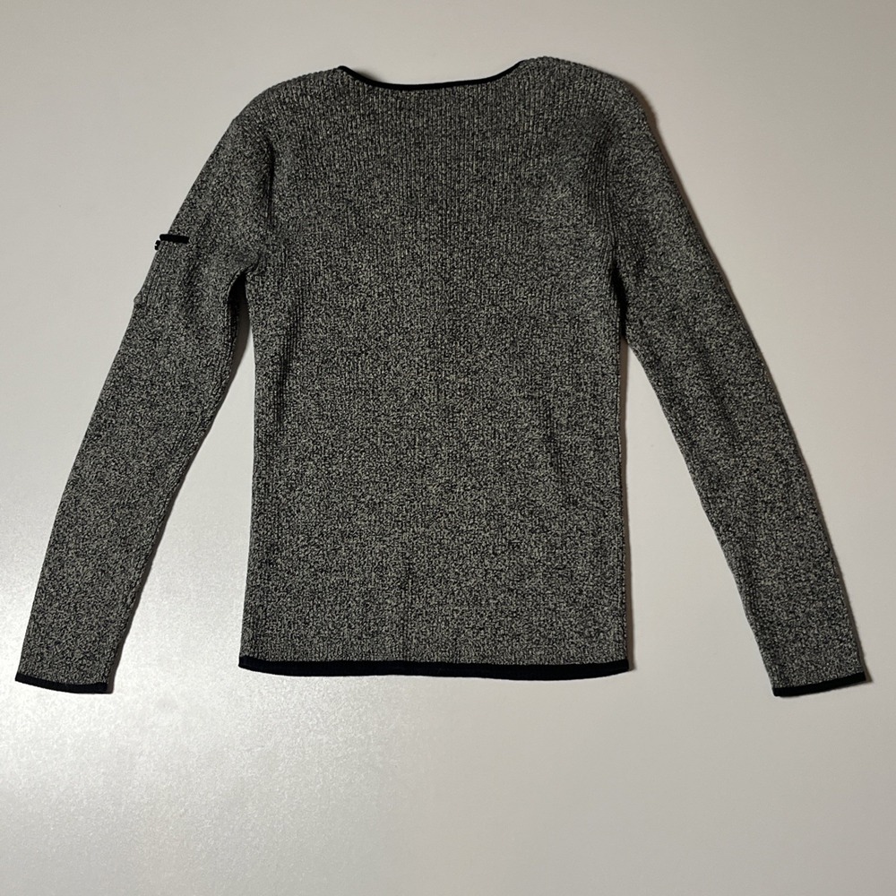 Vtg Reference Point 1/4 Button Henley Knit Sweater Size M Gray Sleeve Pocket Top - Picture 3 of 6